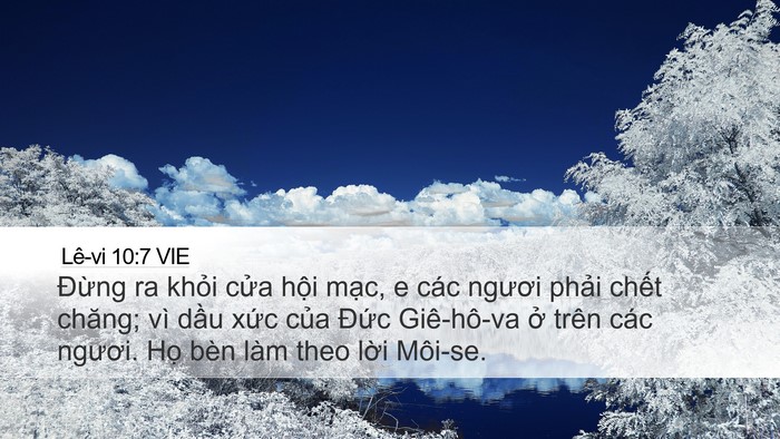 Lê-vi 10:7 VIE Desktop Wallpaper - Đừng ra khỏi cửa hội mạc, e các - Desktop Bible Verse Wallpaper