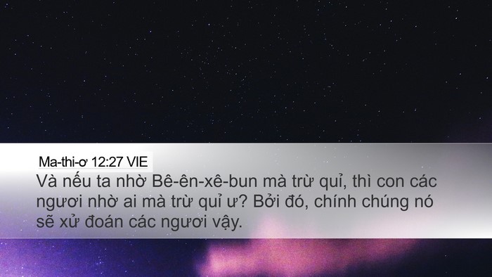 Ma-thi-ơ 12:27 VIE Bible Verse Image