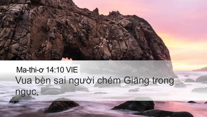 Ma-thi-ơ 14:10 VIE Desktop Wallpaper - Vua bèn sai người chém Giăng trong - Desktop Bible Verse Wallpaper