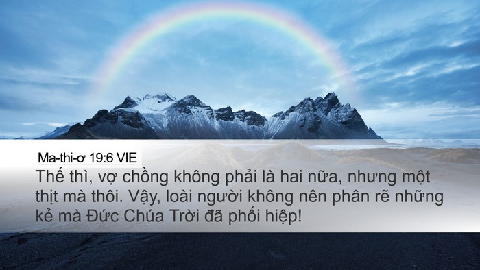 Ma-thi-ơ 19:6 VIE Desktop Wallpaper - Thế thì, vợ chồng không phải là hai - Desktop Bible Verse Wallpaper