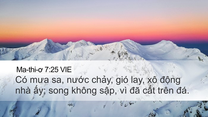 Ma-thi-ơ 7:25 VIE Bible Verse Image