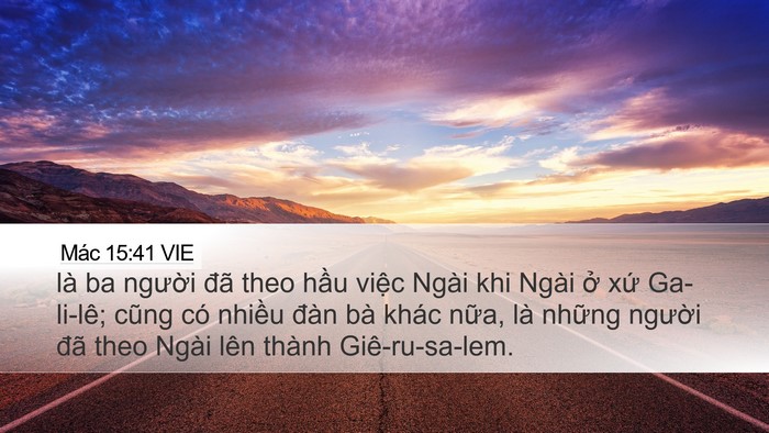 Mác 15:41 VIE Desktop Wallpaper - là ba người đã theo hầu việc Ngài khi - Desktop Bible Verse Wallpaper