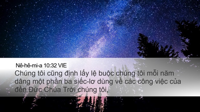Nê-hê-mi-a 10:32 VIE Desktop Wallpaper - Chúng tôi cũng định lấy lệ buộc - Desktop Bible Verse Wallpaper