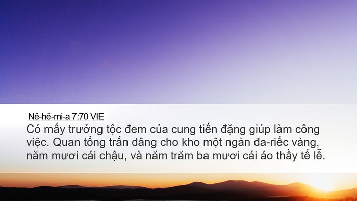 Nê-hê-mi-a 7:70 VIE Bible Verse Image