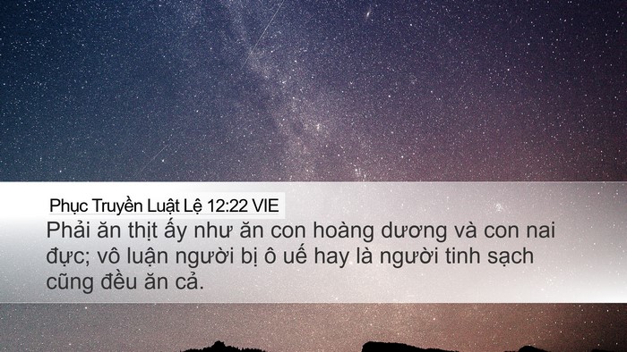 Phục Truyền Luật Lệ 12:22 VIE Desktop Wallpaper - Phải ăn thịt ấy như ăn con hoàng - Desktop Bible Verse Wallpaper