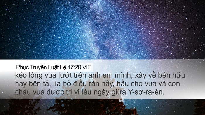 Phục Truyền Luật Lệ 17:20 VIE Bible Verse Image