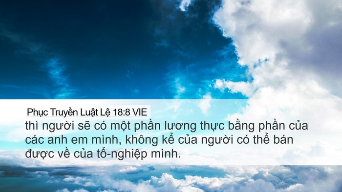 Phục Truyền Luật Lệ 18:8 VIE Desktop Wallpaper - thì người sẽ có một phần lương - Desktop Bible Verse Wallpaper
