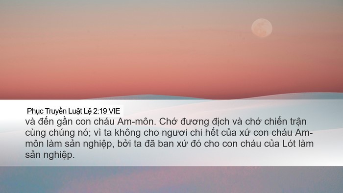 Phục Truyền Luật Lệ 2:19 VIE Bible Verse Image