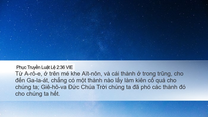 Phục Truyền Luật Lệ 2:36 VIE Bible Verse Image