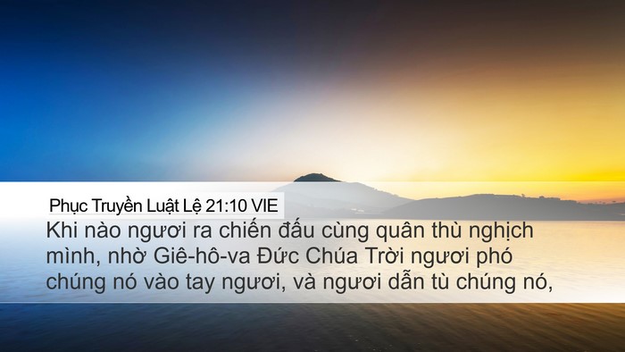 Phục Truyền Luật Lệ 21:10 VIE Desktop Wallpaper - Khi nào ngươi ra chiến đấu cùng quân - Desktop Bible Verse Wallpaper