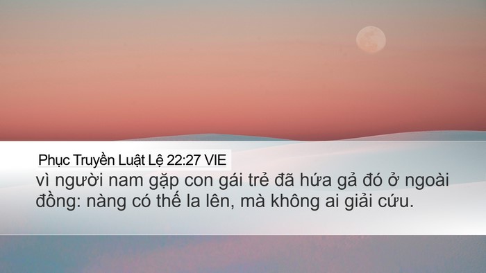 Phục Truyền Luật Lệ 22:27 VIE Desktop Wallpaper - vì người nam gặp con gái trẻ đã hứa - Desktop Bible Verse Wallpaper