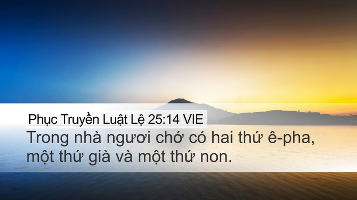 Phục Truyền Luật Lệ 25:14 VIE Desktop Wallpaper - Trong nhà ngươi chớ có hai thứ ê-pha, - Desktop Bible Verse Wallpaper