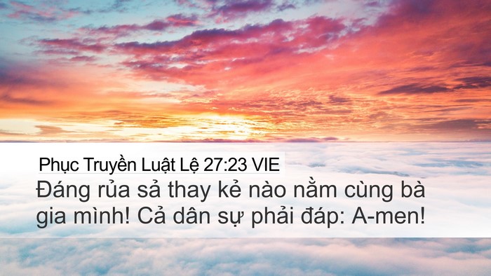 Phục Truyền Luật Lệ 27:23 VIE Desktop Wallpaper - Đáng rủa sả thay kẻ nào nằm cùng bà - Desktop Bible Verse Wallpaper