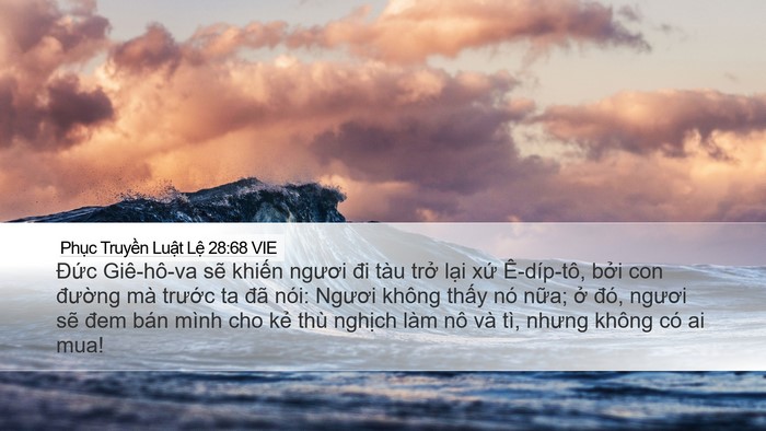 Phục Truyền Luật Lệ 28:68 VIE Bible Verse Image