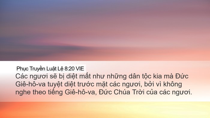 Phục Truyền Luật Lệ 8:20 VIE Bible Verse Image