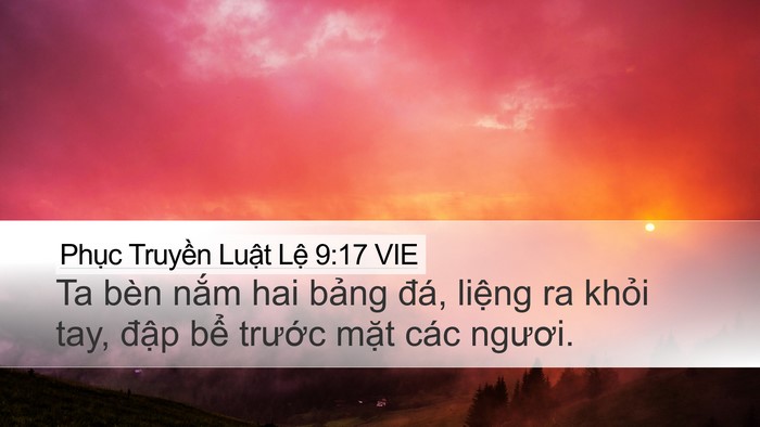 Phục Truyền Luật Lệ 9:17 VIE Desktop Wallpaper - Ta bèn nắm hai bảng đá, liệng ra khỏi - Desktop Bible Verse Wallpaper