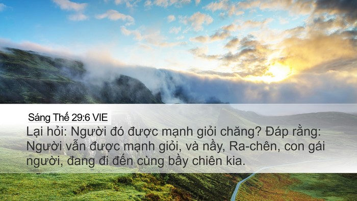 Sáng Thế 29:6 VIE Bible Verse Image