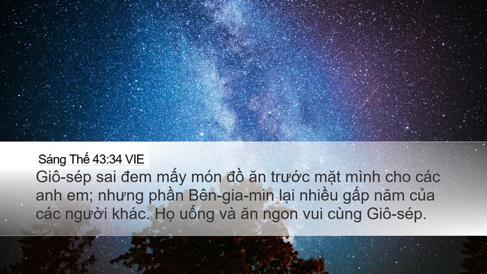 Sáng Thế 43:34 VIE Bible Verse Image