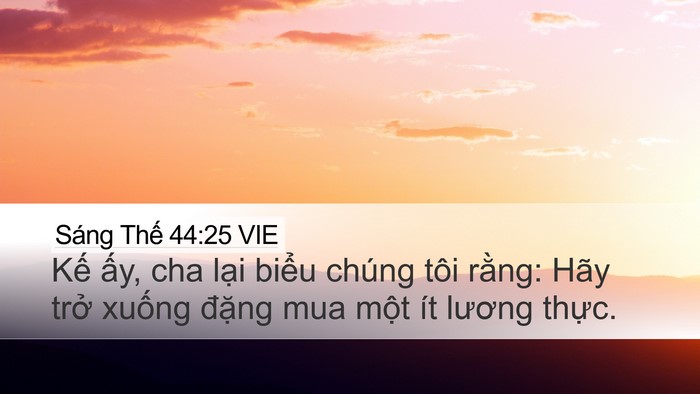 Sáng Thế 44:25 VIE Desktop Wallpaper - Kế ấy, cha lại biểu chúng tôi rằng: - Desktop Bible Verse Wallpaper