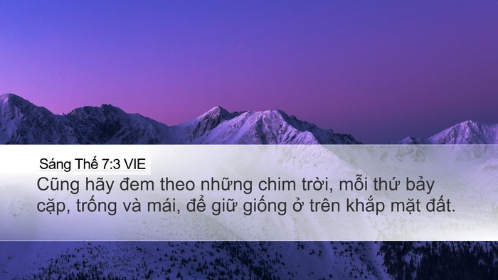 Sáng Thế 7:3 VIE Desktop Wallpaper - Cũng hãy đem theo những chim trời, mỗi - Desktop Bible Verse Wallpaper
