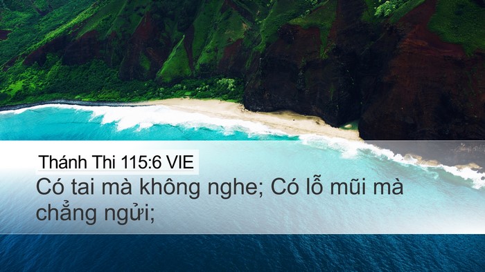 Thánh Thi 115:6 VIE Desktop Wallpaper - Có tai mà không nghe; Có lỗ mũi mà - Desktop Bible Verse Wallpaper