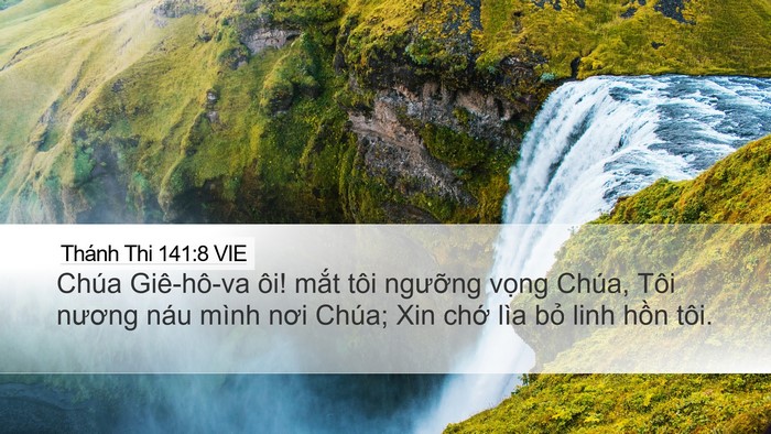 Thánh Thi 141:8 VIE Desktop Wallpaper - Chúa Giê-hô-va ôi! mắt tôi ngưỡng - Desktop Bible Verse Wallpaper