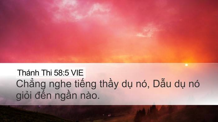 Thánh Thi 58:5 VIE Desktop Wallpaper - Chẳng nghe tiếng thầy dụ nó, Dẫu dụ - Desktop Bible Verse Wallpaper