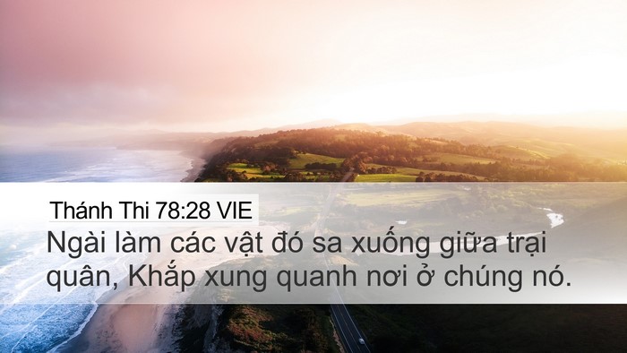 Thánh Thi 78:28 VIE Desktop Wallpaper - Ngài làm các vật đó sa xuống giữa - Desktop Bible Verse Wallpaper