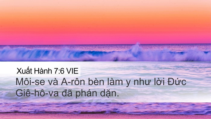 Xuất Hành 7:6 VIE Desktop Wallpaper - Môi-se và A-rôn bèn làm y như lời Đức - Desktop Bible Verse Wallpaper