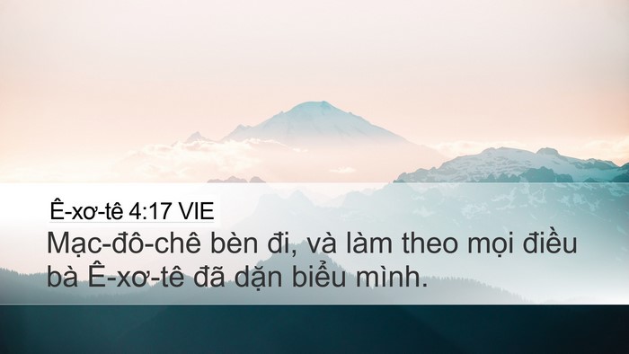 Ê-xơ-tê 4:17 VIE Desktop Wallpaper - Mạc-đô-chê bèn đi, và làm theo mọi - Desktop Bible Verse Wallpaper