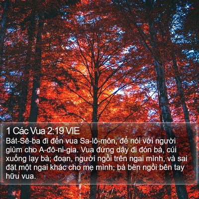1 Các Vua 2:19 VIE Bible Verse Image