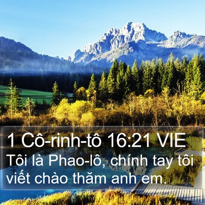 1 Cô-rinh-tô 16:21 VIE Bible Verse Image