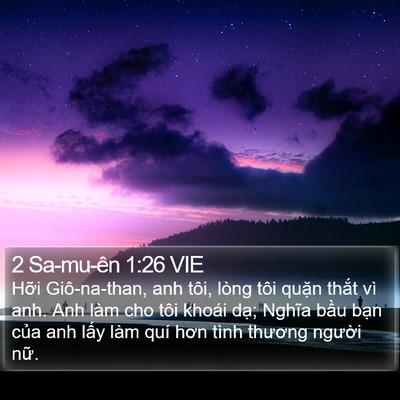 2 Sa-mu-ên 1:26 VIE Bible Verse Image