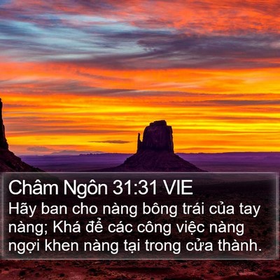 Châm Ngôn 31:31 VIE Bible Verse Image