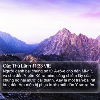 Các Thủ Lãnh 11:33 VIE Bible Verse Image