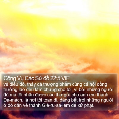 Công Vụ Các Sứ đồ 22:5 VIE Bible Verse Image