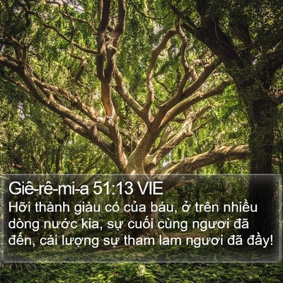Giê-rê-mi-a 51:13 VIE Bible Verse Image