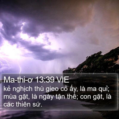 Ma-thi-ơ 13:39 VIE Bible Verse Image