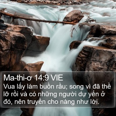 Ma-thi-ơ 14:9 VIE Bible Verse Image