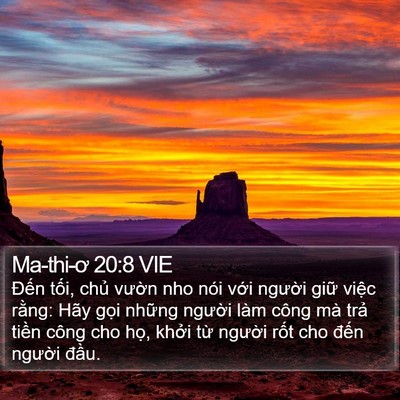 Ma-thi-ơ 20:8 VIE Bible Verse Image