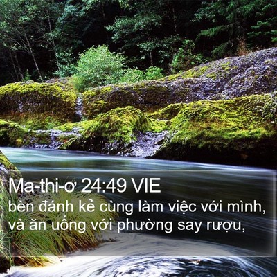 Ma-thi-ơ 24:49 VIE Bible Verse Image