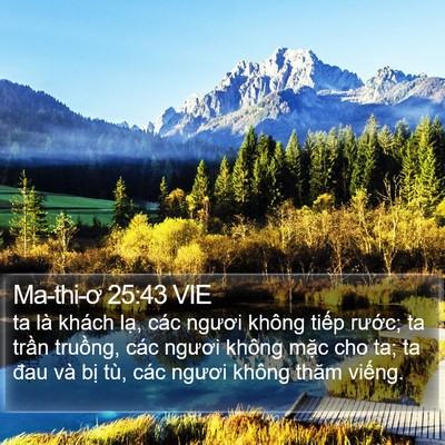 Ma-thi-ơ 25:43 VIE Bible Verse Image