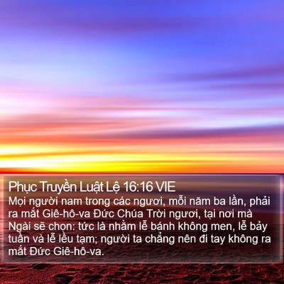 Phục Truyền Luật Lệ 16:16 VIE Bible Verse Image