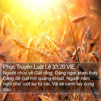 Phục Truyền Luật Lệ 33:20 VIE Bible Verse Image