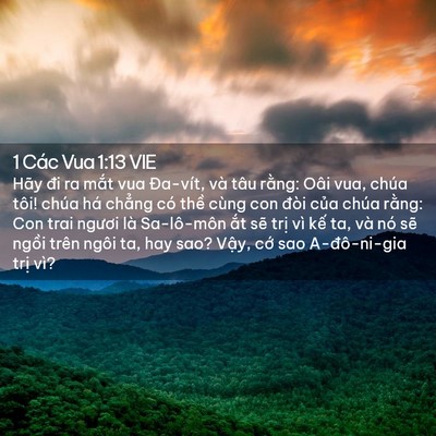 Picture 02 - 1 Các Vua 1:13 VIE - Hãy đi ra mắt vua Đa-vít, và tâu rằng: - Bible Verse Picture