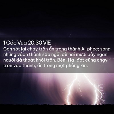 Picture 02 - 1 Các Vua 20:30 VIE - Còn sót lại chạy trốn ẩn trong thành - Bible Verse Picture