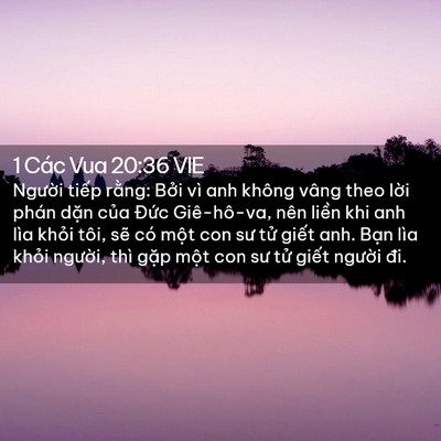 Picture 02 - 1 Các Vua 20:36 VIE - Người tiếp rằng: Bởi vì anh không - Bible Verse Picture