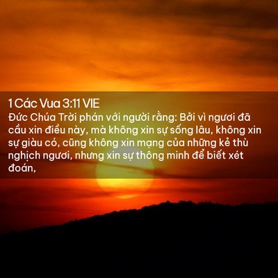 Picture 02 - 1 Các Vua 3:11 VIE - Đức Chúa Trời phán với người rằng: - Bible Verse Picture
