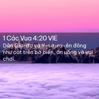 Picture 02 - 1 Các Vua 4:20 VIE - Dân Giu-đa và Y-sơ-ra-ên đông như cát - Bible Verse Picture