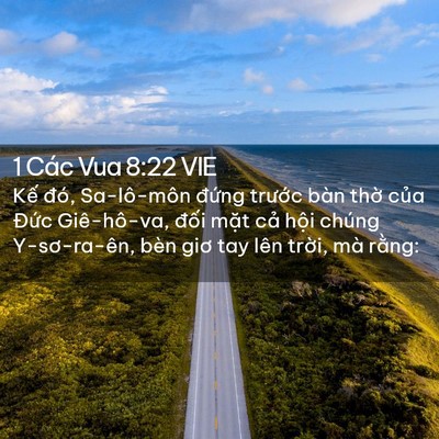 Picture 02 - 1 Các Vua 8:22 VIE - Kế đó, Sa-lô-môn đứng trước bàn - Bible Verse Picture